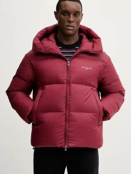 Пухено яке Armani Exchange зимен модел бордо
