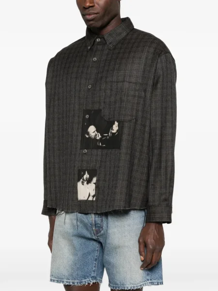 Карирана риза Enfants Riches Déprimés сиво