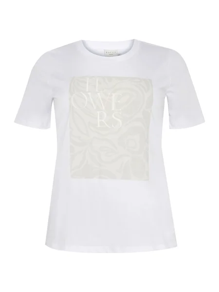 KAFFE CURVE Tricou Rie ecru alb