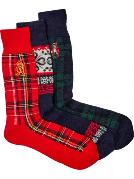 POLO RALPH LAUREN 3 db-os zokni szett gyapjú hozzáadásával piros