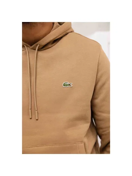 Bluza z kapturem Lacoste z kapturem brązowa