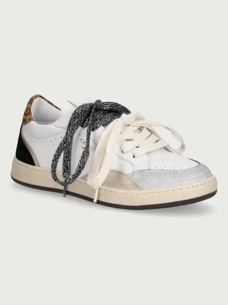 Twinset sneakers pentru femei din piele alb
