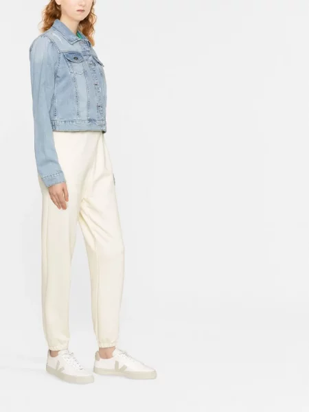 Kurtka jeansowa Dkny z dziurami o krotszym kroju niebieska