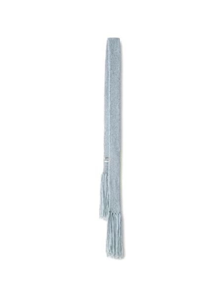 Fular Essentiel Antwerp cu franjuri tricotate albastru