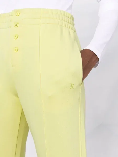 Pantaloni Helmut Lang cu broderie alergare galben