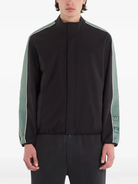 Geacă Ea7 Emporio Armani cu dungi cu autograf negru
