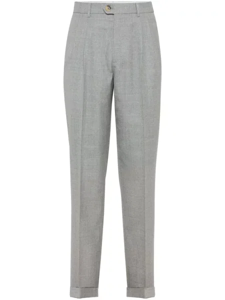 Plisované kalhoty Brunello Cucinelli šedé