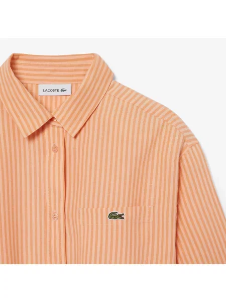 Lacoste Sukienka Koszulowa Oversize Z Mieszanki Lnu różowa