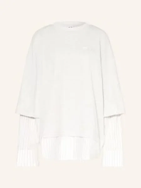 Karo Kauer Oversized Koszulka Z Długim Rękawem Z Mieszanki Materiałów grau biała