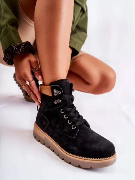 Botine Boto cu platformă negru