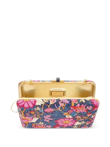 Geantă plic Judith Leiber cu model floral albastru