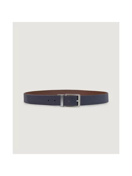 Pasek Armani Exchange skórzany w paski niebieski