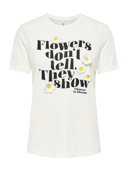 ONLY Tricou ONLCILLE DAISIES galben / negru / murdar alb