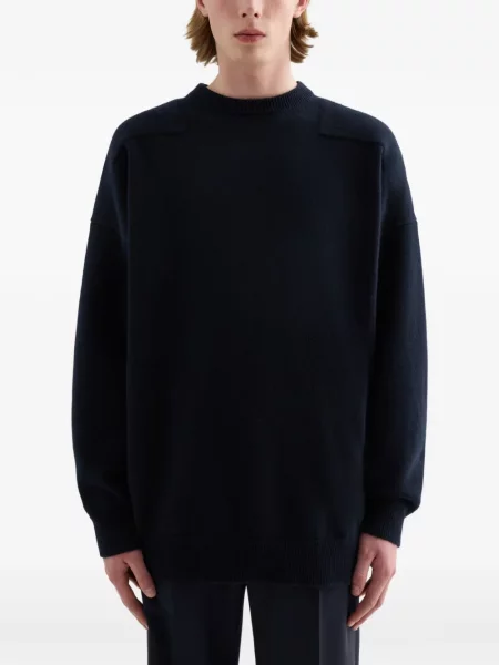 Μάλλινος πουλόβερ Jil Sander με στρογγυλή λαιμόκοψη μπλε