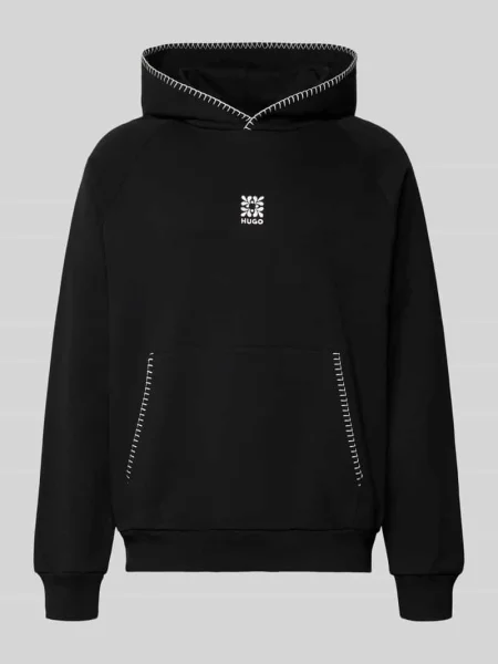 Bluza z kapturem o kroju regular fit z czystej bawełny model DAROHOOD' Hugo czarna