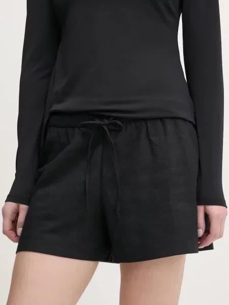 Lanene kratke hlače Abercrombie & Fitch črna