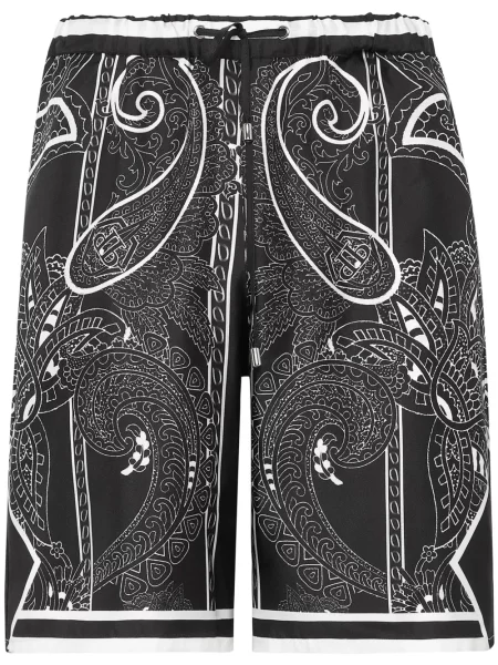 Копринени шорти Philipp Plein с принт с пейсли десен черно