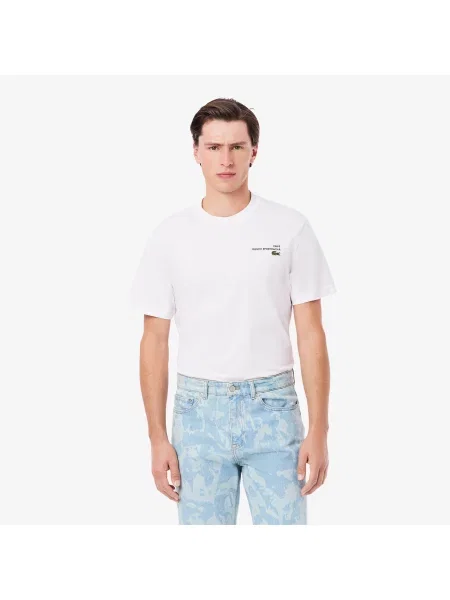 Lacoste T-Shirt Z Dżerseju Z Motywem Nadruku biały