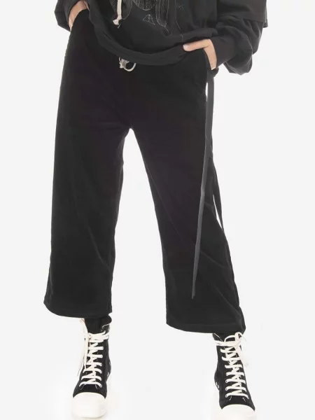Rick Owens pantaloni de catifea cord medium waist negru