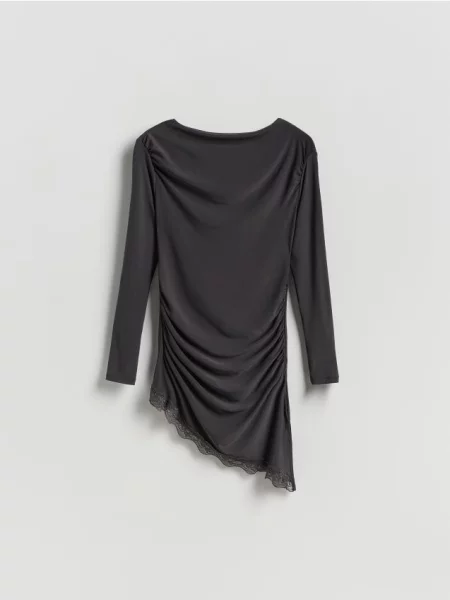 Reserved Блузка асиметрична темно-сірий сіра