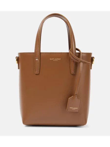 Usnjena shopper torbica Saint Laurent rjava