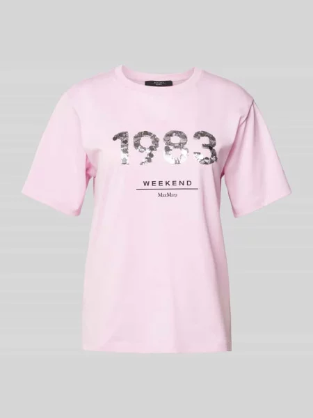 T-shirt z okrągłym dekoltem model ‘CABINA’ Weekend Max Mara czerwona