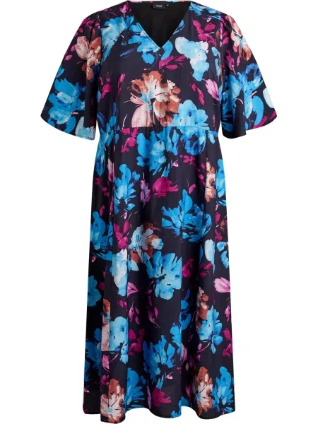 Zizzi Rochie Mclaru azur / roz închis / roșu ruginiu negru