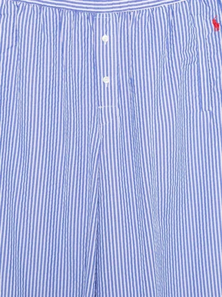 Kožené pruhované tričko Polo Ralph Lauren s autogramem modré