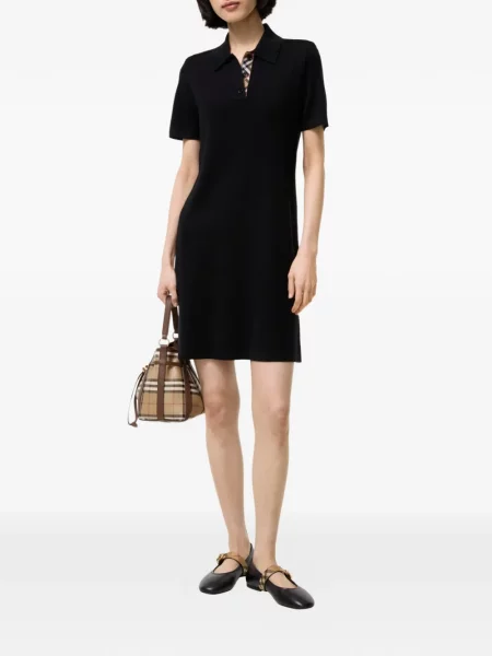 Rochie tip cămașă Burberry de lână negru