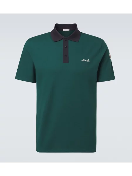 Polo Moncler cu broderie verde