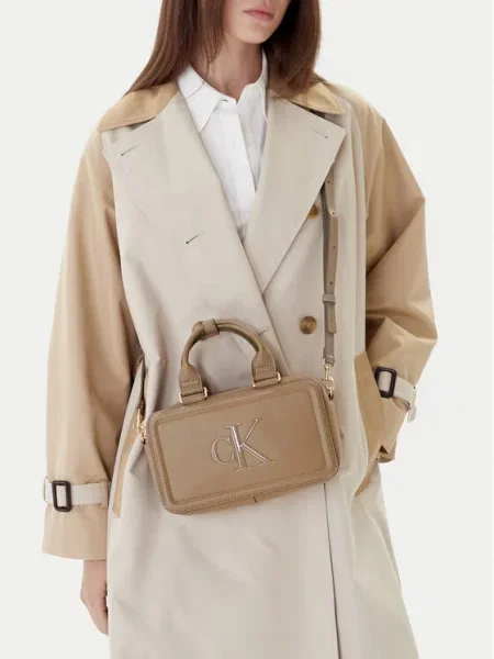 Calvin Klein Geantă Bold Ck Elongated Mini Tote bej