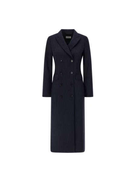 Płaszcz Alberto Biani wełniany w paski niebieski