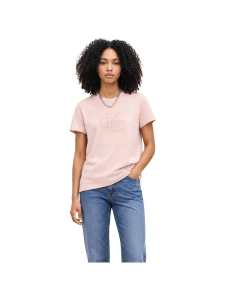 Tricou Calvin Klein Jeans din material terry roz