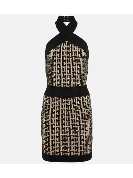 Sukienka Balmain z dekoltem halter czarna