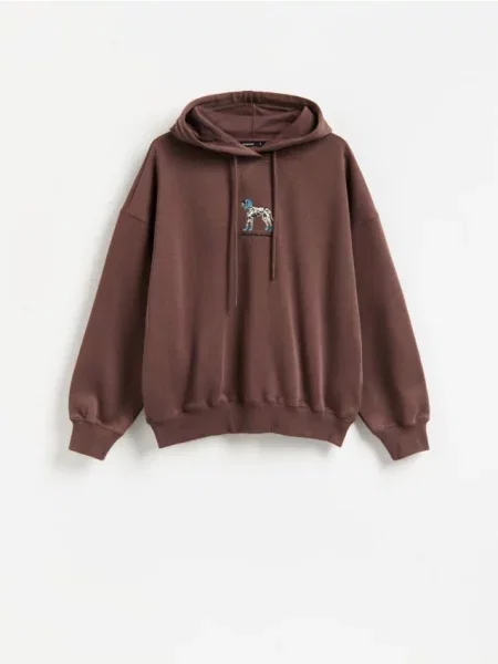 Hanorac sport Reserved cu broderie maro