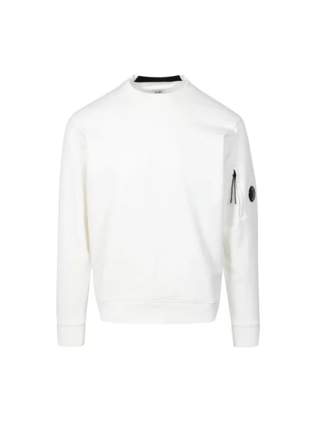 Lniana bluza polarowa C.p. Company z dekoltem w kształcie litery U casual biała