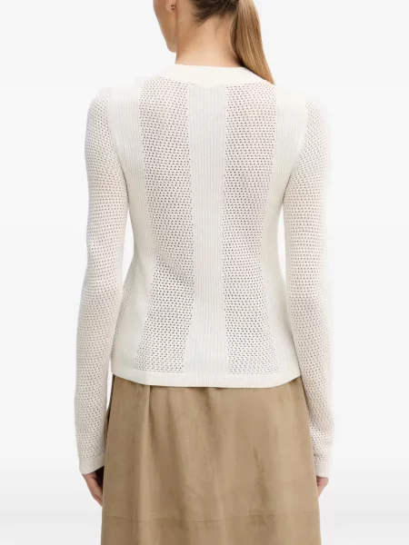 Lung top Sisley tricotate alb