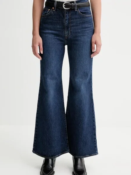 Дънки Levi's RIBCAGE BELLS с висока талия тъмносиньо