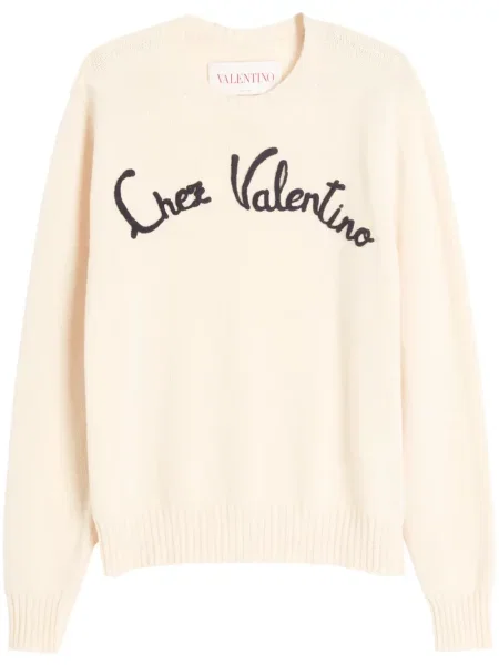 Pulover Valentino Garavani cu broderie alb