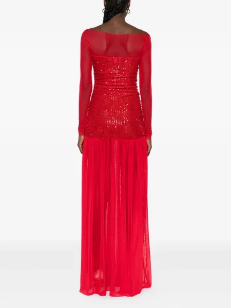 Κοστούμι μάξι φόρεμα Atu Body Couture με παγιέτες από διχτυωτό κόκκινο