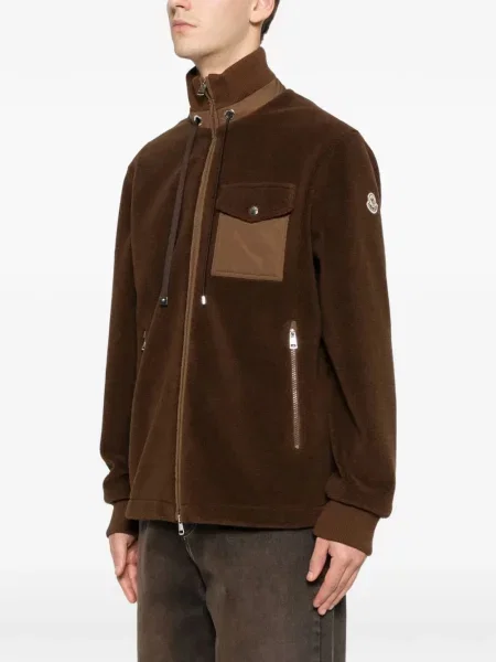 Matlasat geacă Moncler din fleece maro
