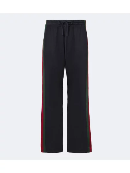 Pantaloni Gucci de mătase cu dungi albastru