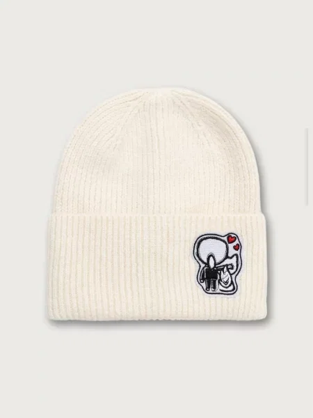Karl Lagerfeld czapka beanie z wełną beżowa