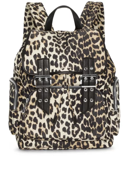 Rucsac Ganni cu imagine cu model leopard maro