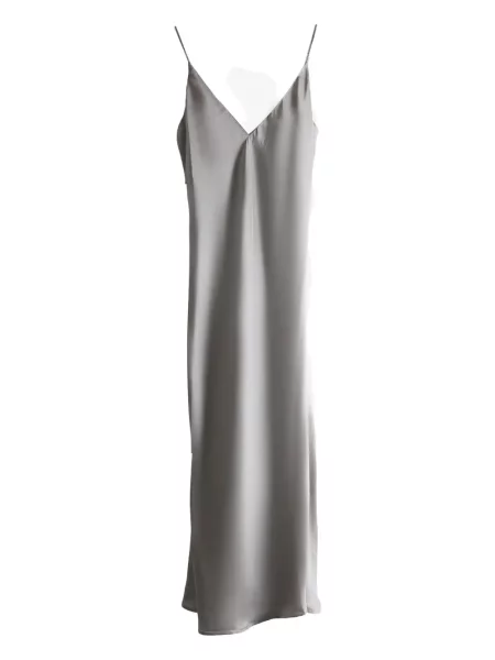 Sukienka midi Marc Le Bihan z dekoltem w serek do kolan garniturowa szara