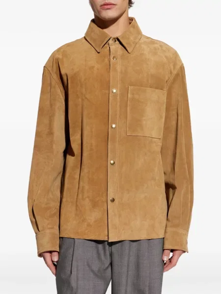 Kožená košile Alexander Mcqueen hnědá