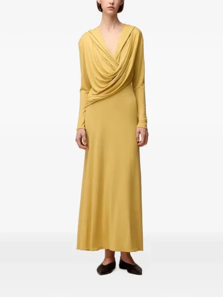 Rochie maxi Retori cu glugă galben
