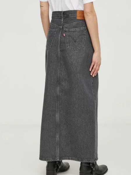 Levi's fusta jeans gri maxi drept negru