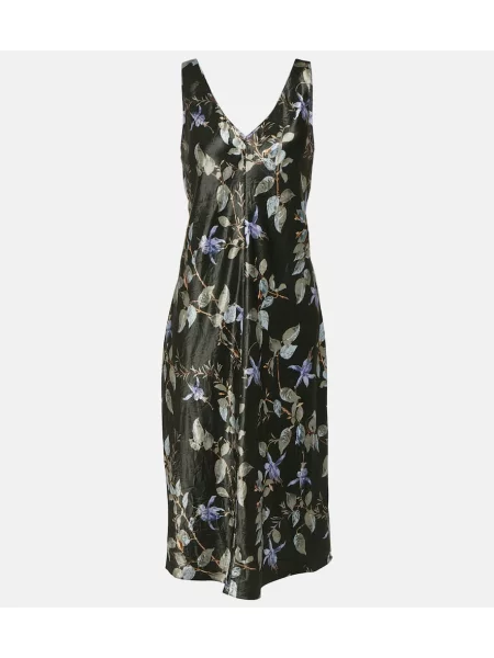 Rochie midi Vince din satin cu model floral până la genunchi