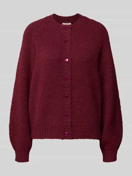 Kardigan rozpinany w kroju loose fit z dodatkiem wełny model Luisa' Free/quent bordowy